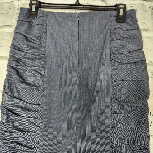 Cartonnier Anthropologie Womens Pencil Midi Skirt Ruched Gray Lined Stretch Sz 4 - Picture 8 of 11
